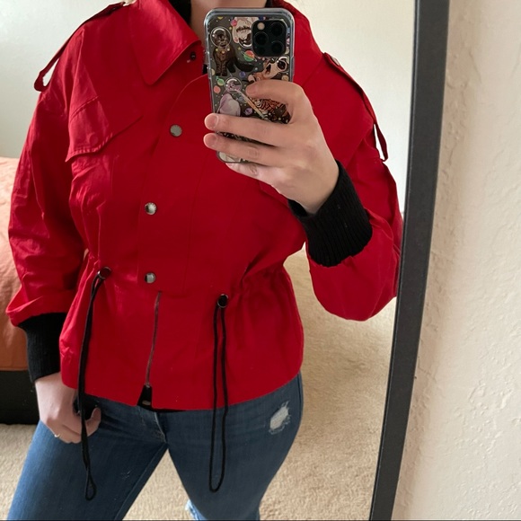 Laundry by Sheli Segal red windbreaker style jacket medium - Picture 3 of 6